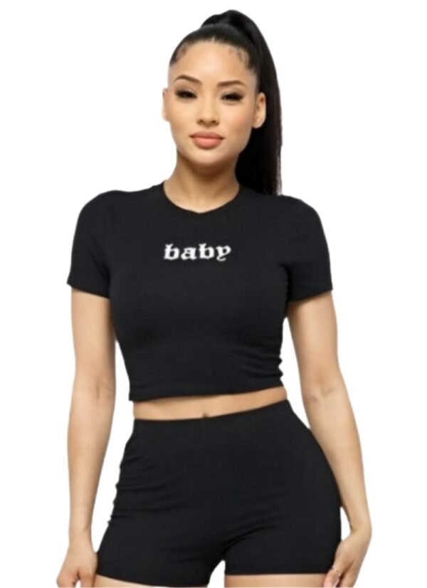 2 Pieces Short Sleeve Outfits Sets Sexy Active-Luxury Fashion