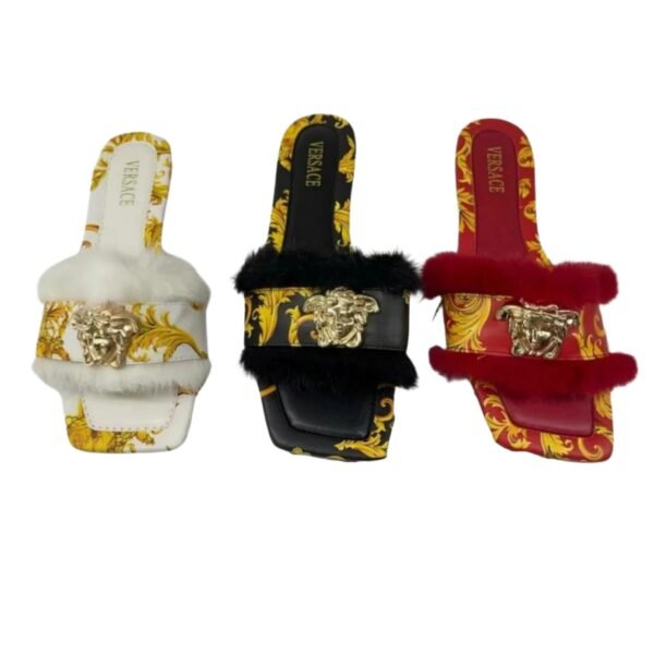 Fashion  Flat Fur Slide Sandals - Image 2