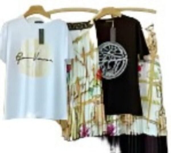 Chic Two Pieces Women's T-Shirt & Pleated Skirt Sets - Image 3