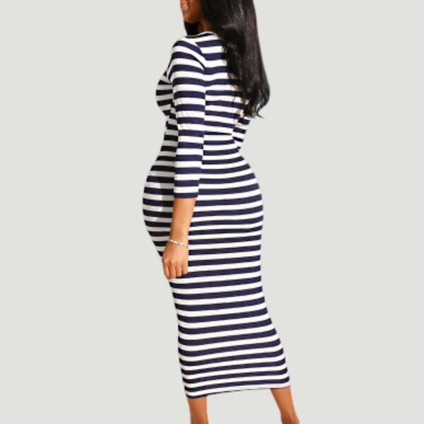 Sexy striped midi bodycon dress Women autumn winter female - Image 4