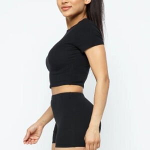 2 Pieces Short Sleeve Outfits Sets Sexy Active-Luxury Fashion