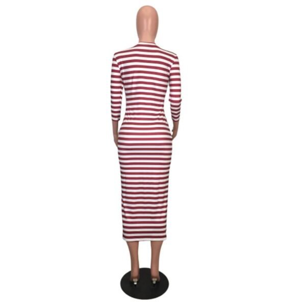 Sexy striped midi bodycon dress Women autumn winter female - Image 6