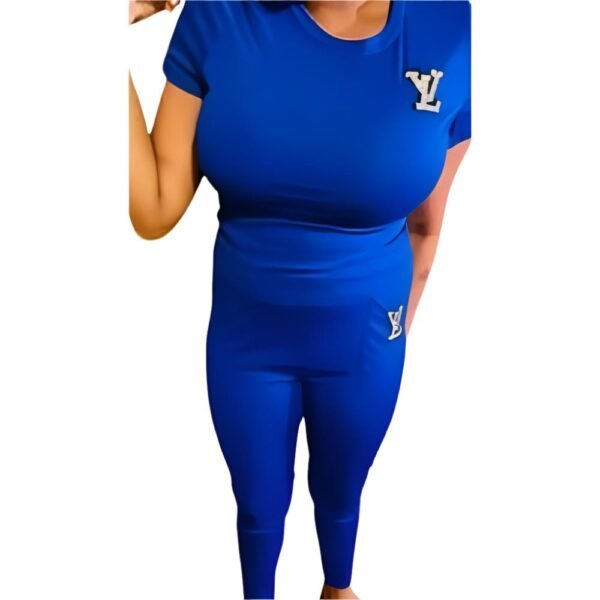 Two Pieces Set Sexy Outfits Short Sleeve & Long Pants Pullover Tracksuit - Image 2