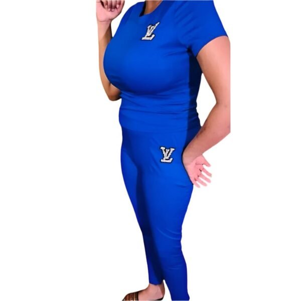 Two Pieces Set Sexy Outfits Short Sleeve & Long Pants Pullover Tracksuit - Image 5