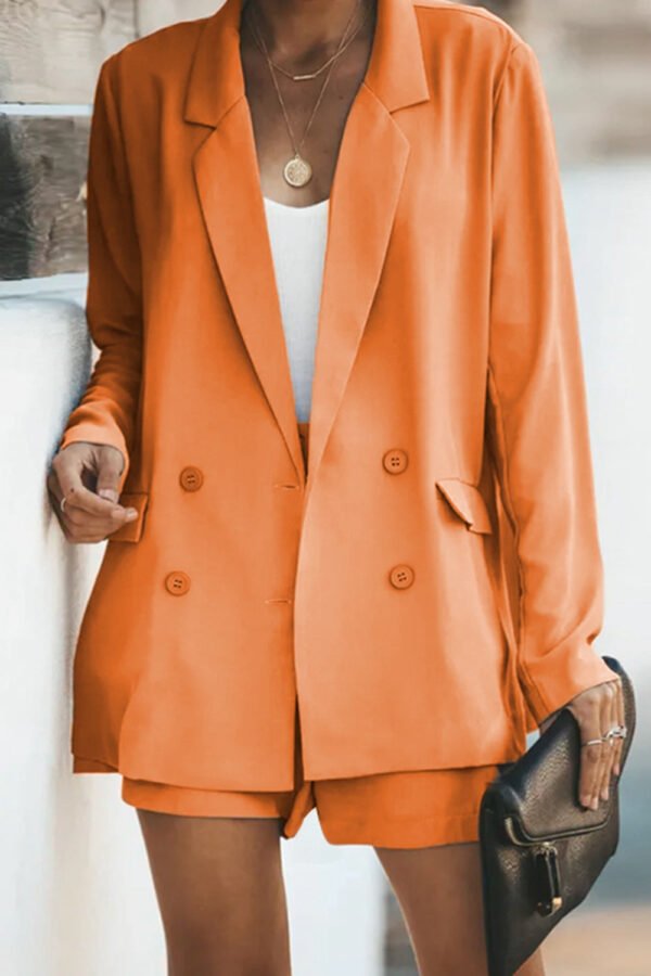 Longline Blazer and Shorts Set with Pockets - Image 10