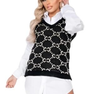 Black Mocha Logo Sleeveless Knitted Top