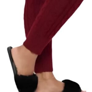 Black Slip-on Flat Fur