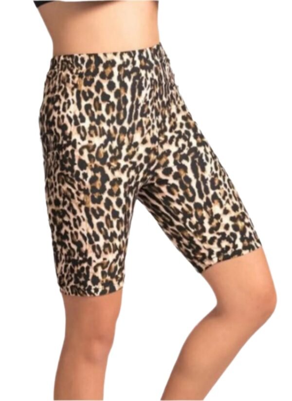 Brushed Microfiber Leopard Print Biker Shorts
