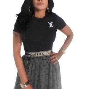 Chic Two Pieces  T-Shirt with Polka Dot Tutu Skirt Sets