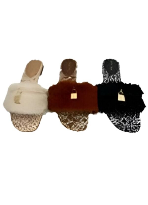 Fashion  Slide Flat Fur Sandals