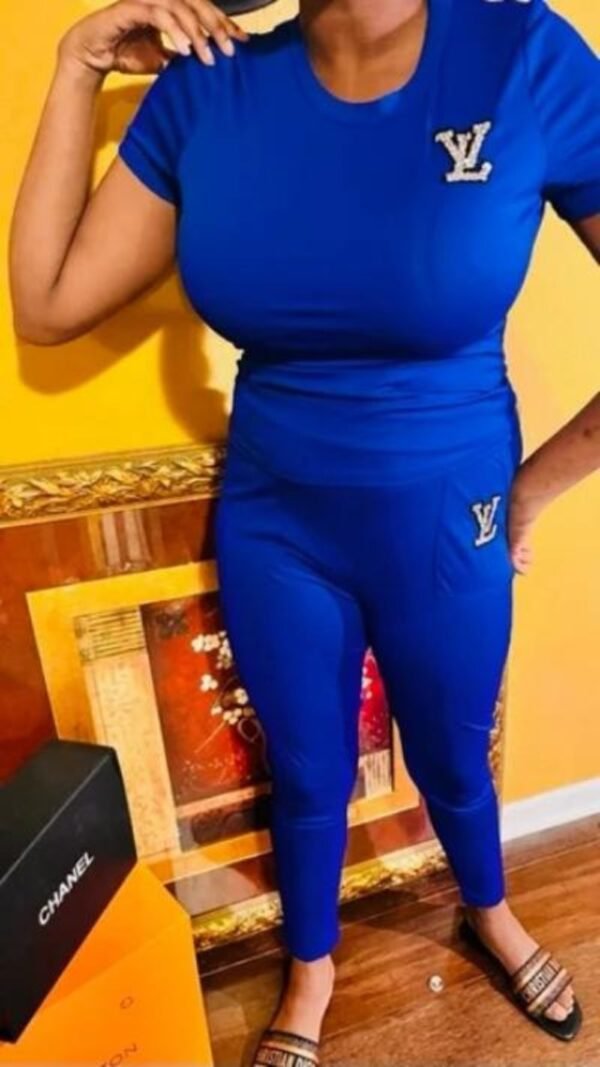 Two Pieces Set Sexy Outfits Short Sleeve & Long Pants Pullover Tracksuit - Image 4