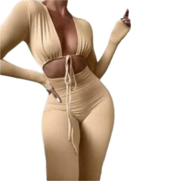 Jumpsuits Bandage Tie Sexy Hollow Out Long Sleeve Bodycon - Image 7