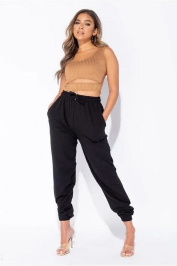 BLACK TIE WAIST OVERSIZED JOGGERS - Image 2