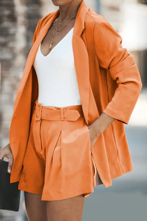 Longline Blazer and Shorts Set with Pockets - Image 11