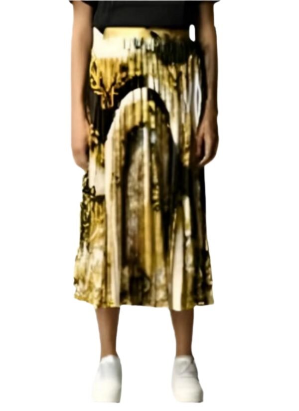 Chic Women's Two Pieces Set T-Shirt & Pleated Long Skirt