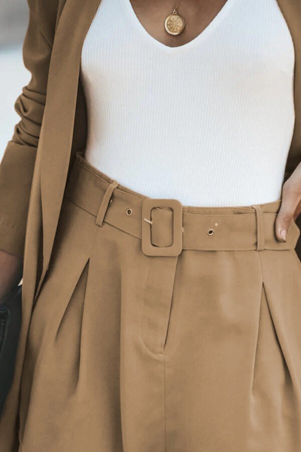Longline Blazer and Shorts Set with Pockets - Image 4
