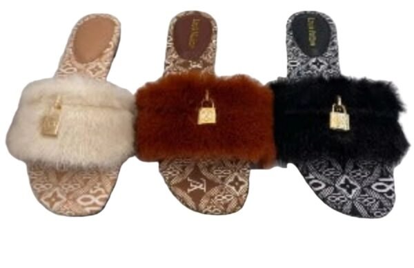 Fashion  Slide Flat Fur Sandals - Image 4