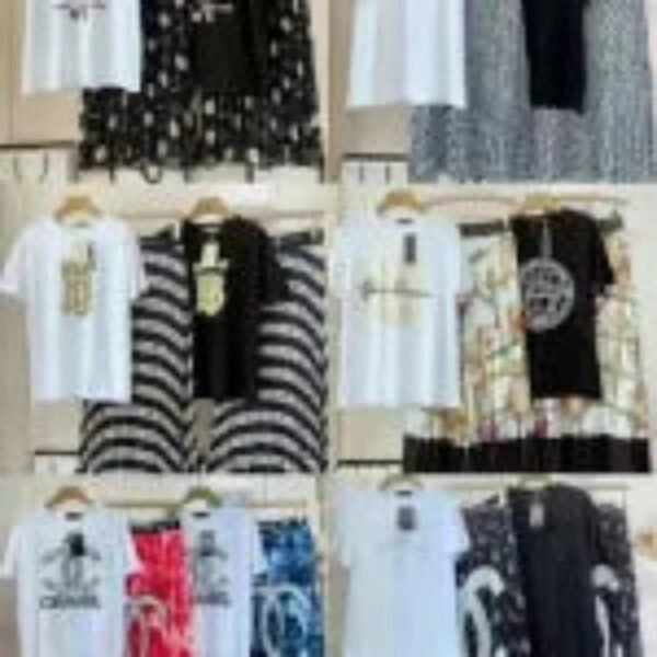 Chic Women's Two Pieces T-shirt & Long Pleated Skirt Sets - Image 2