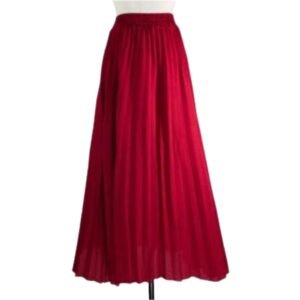 Pleated Silk Chic Long Skirt With Elastic Waist