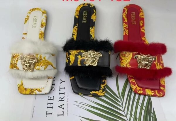 Fashion  Flat Fur Slide Sandals - Image 6