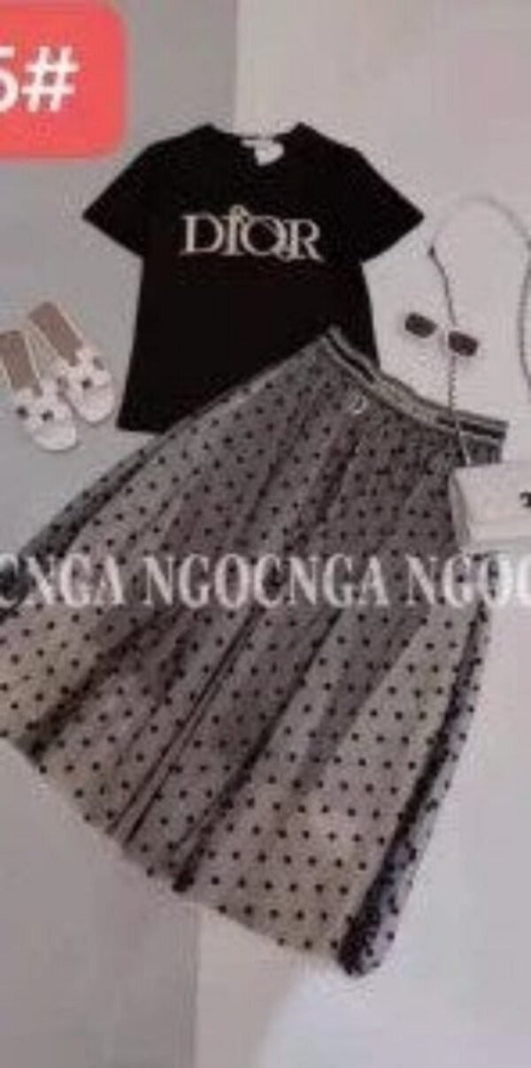 Chic Two Pieces  T-Shirt with Polka Dot Tutu Skirt Sets - Image 4