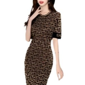 Women Long Dress Short Sleeves