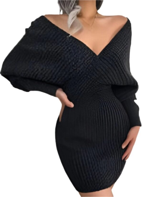 Women's's Long Sleeve Sweater Skirt Two Piece Set Outfits Knitted Suit Solid Suit - Image 4